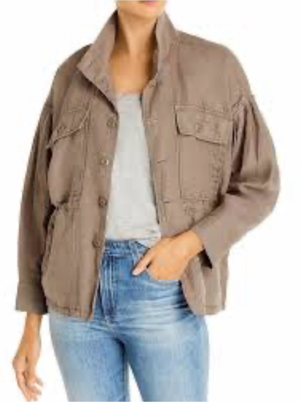 Joie Taupe Cropped Utility Jacket